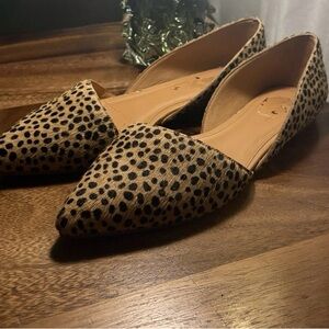 J.Crew D’Orsay Calf Hair Animal Print Pointed Toe Ballet Flat Shoe US Sz 11 EUC